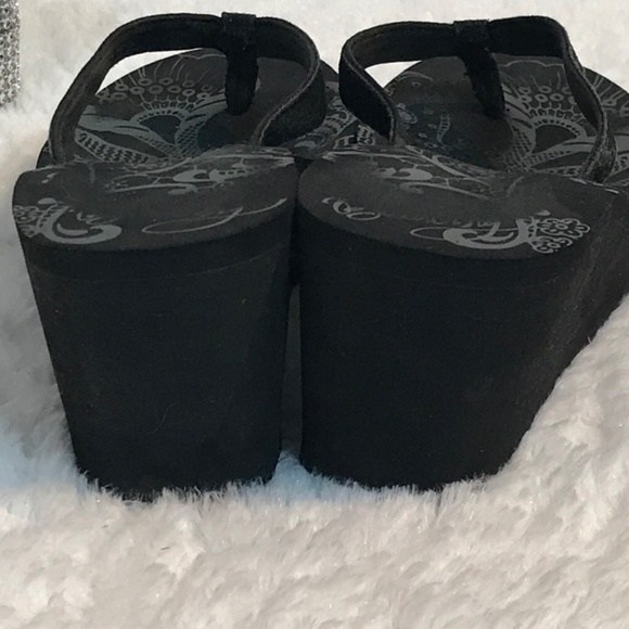 ⭐️Host Pick Twice‼️⭐️ Billabong Women’s Black Wedge Thong Sandals With Platform - Picture 7 of 11